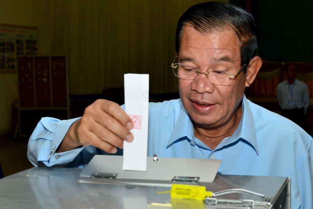 Cambodia’s Prime Minister Hun Sen votes at a polling station in Kandal province on February 25, 2018. Photo: AFP