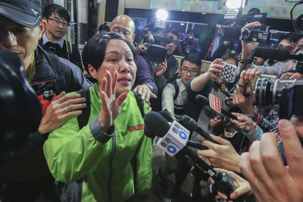 Striking KMB driver Yip Wai-lam after being asked to leave her bus in East Tsim Sha Tsui. Photo: Felix Wong