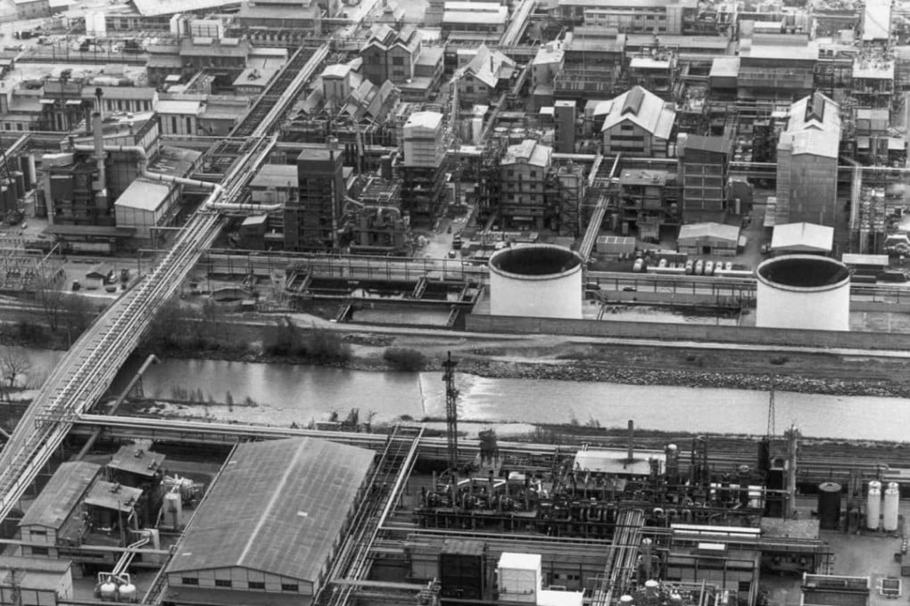 An aerial view of the Alusuisse-Lonza company in Visp, Switzerland, taken 1997. File photo: AP