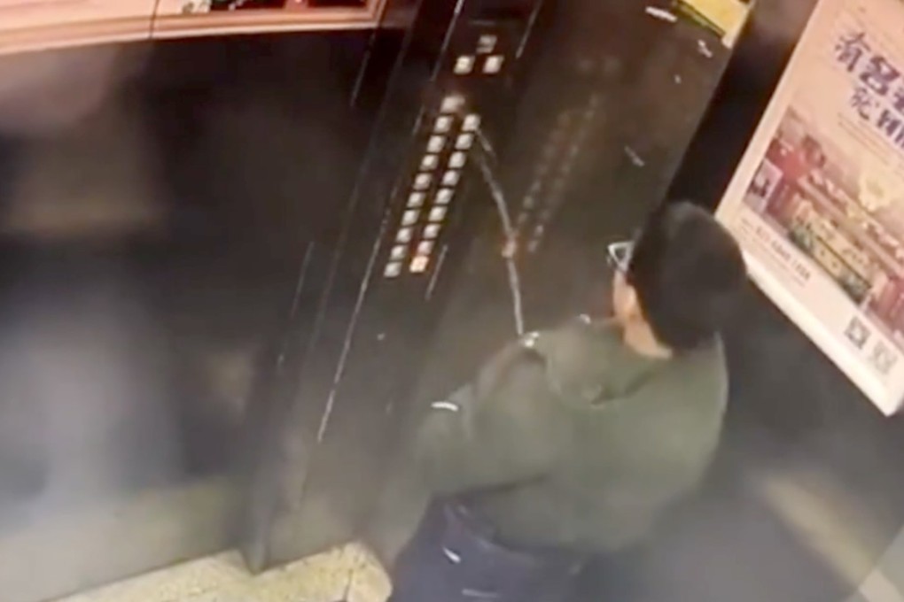 A boy from Chongqing in southwest China became trapped in a lift after urinating all over the control panel, causing it to short circuit. Photo: Pearvideo