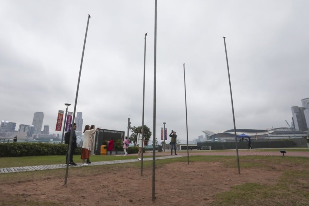 Roman Standard (2005) is a tribute to David Tang by Tracey Emin at the Hong Kong Harbour Arts Sculpture Park alongside Victoria Harbour. Photo: Jonathan Wong