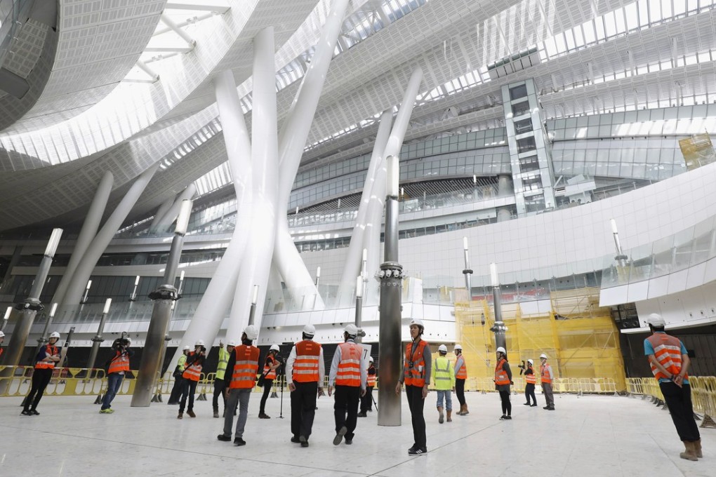 Hong Kong’s security, justice and transport chiefs accompanied about 30 lawmakers on a tour of the rail terminal on Tuesday. Photo: Handout