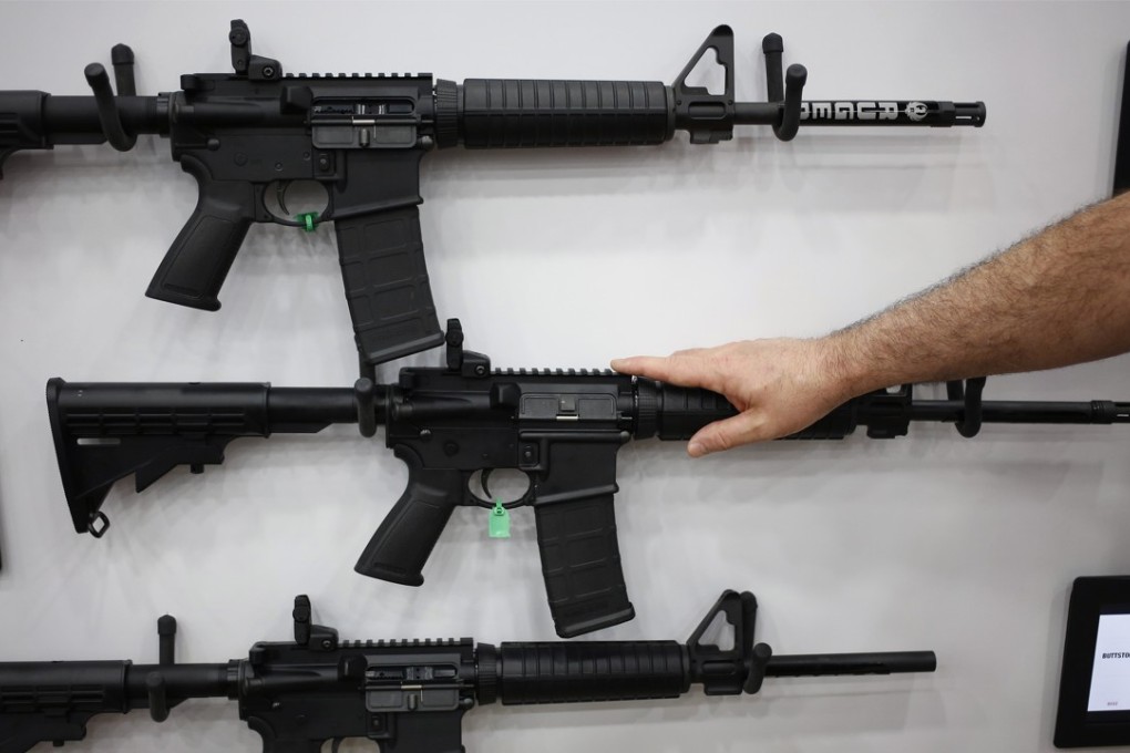 AR-15 rifles are displayed on the exhibit floor during the National Rifle Association (NRA) annual meeting in Louisville, Kentucky, in May last year. Photo: Bloomberg