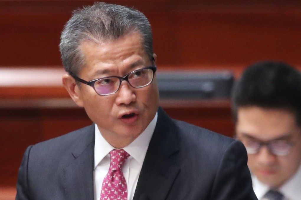 Financial Secretary Paul Chan speaks at Tamar. Photo: K. Y. Cheng