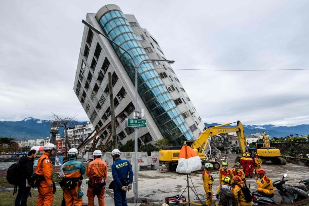 The partially collapsed Yun Tsui building where many of the victims of the earthquake died. Photo: Agence France-Presse