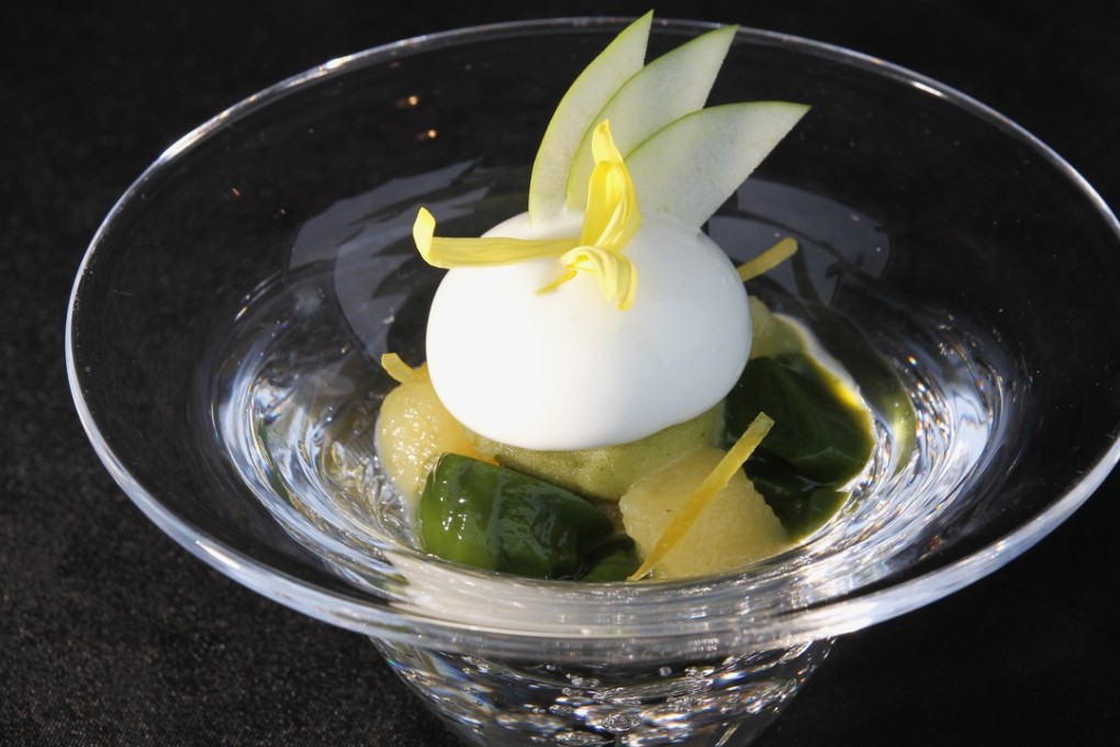 Poached green apple with green tea jelly at A Nu Retrouvez Vous at Ocean Terminal in Tsim Sha Tsui. Photo: Roy Issa