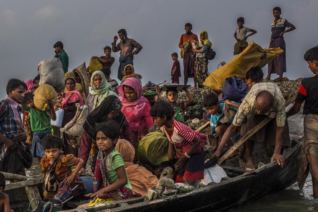 Rohingya refugees on their way to Bangladesh in September 2017. Picture: Minzayar Oo