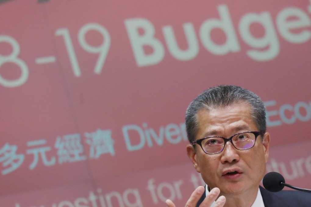 Financial Secretary Paul Chan Mo-po holds a press conference at the Central Government Offices in Tamar, after delivering the 2018 - 2019 budget. Photo: K. Y. Cheng