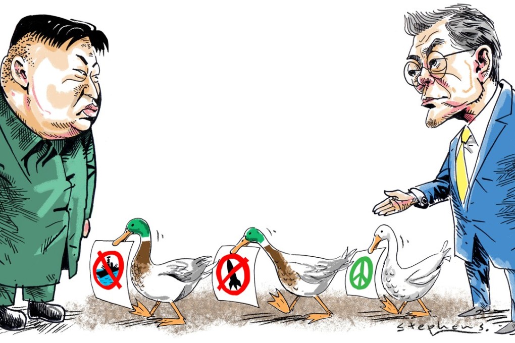 Before responding to Kim Jong-un’s invitation for a summit meeting, South Korean President Moon Jae-in needs to carefully study the record and results of the two previous summit meetings held, and makes sure he gets the right messages across to Kim. Illustration: Craig Stephens