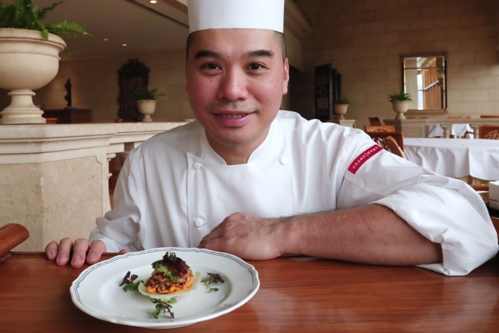 Chef de cuisine Chan Hon-cheong from One Harbour Road with one of his Taste of Hong Kong exclusive dishes: roast duck with black truffle and mushrooms. Photo: Jonathan Wong
