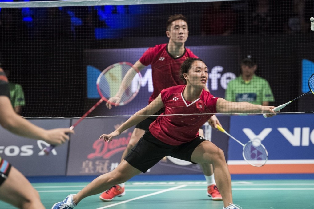 Hong Kong’s Tang Chun-man and Tse Ying-suet (foreground) are ranked fifth in mixed doubles, Photo: EPA