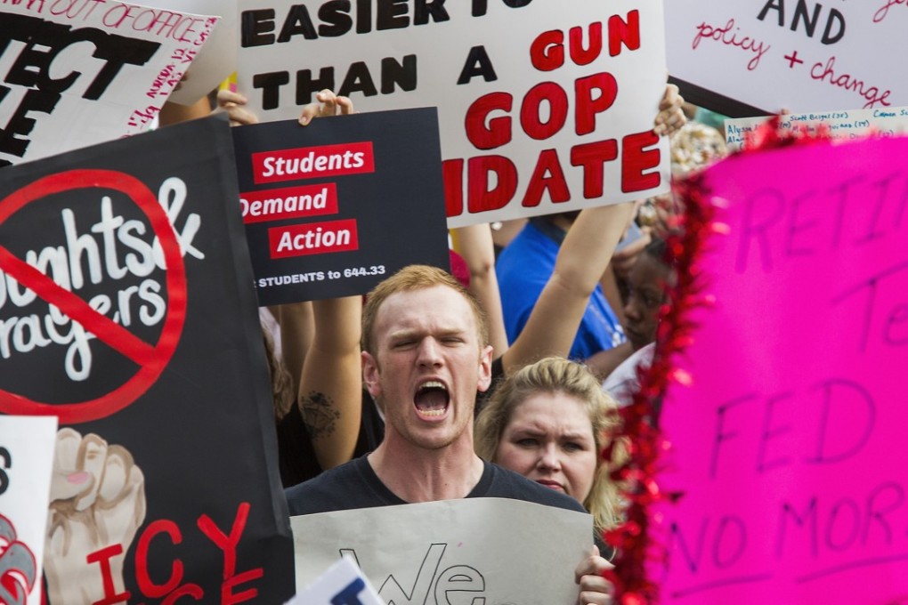 Protesters rally against gun violence in Tallahassee, Florida, on February 21. Students at schools across South Florida planned short walkouts on the one-week anniversary of the deadly shooting at Marjory Stoneman Douglas High School. Photo: AP