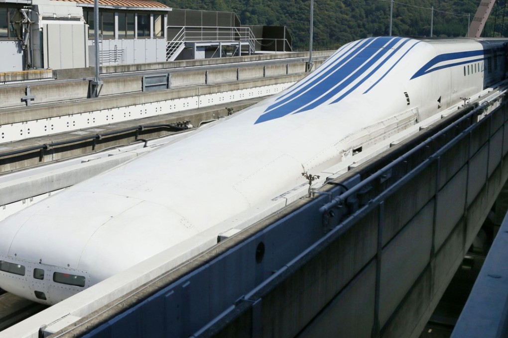 File photo of an experimental maglev train on a test line in Tsuru in the central Japan prefecture of Yamanashi. Photo: Kyodo