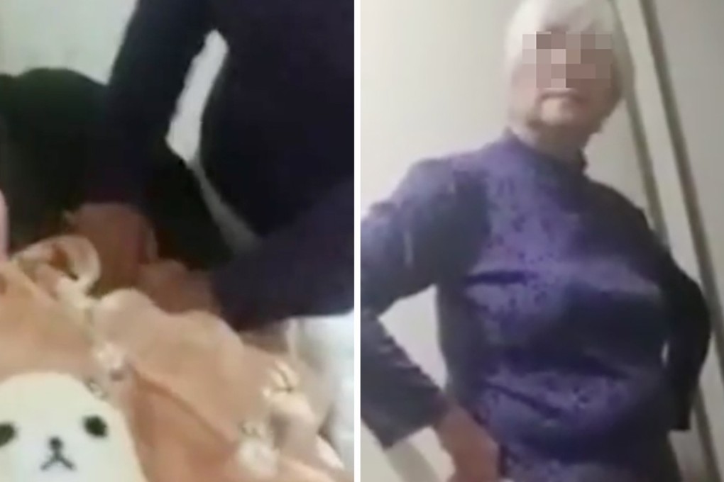 The video shows the row between an Indonesian helper and her employer, in which the elderly woman turns violent and repeatedly lashes out with her hands.