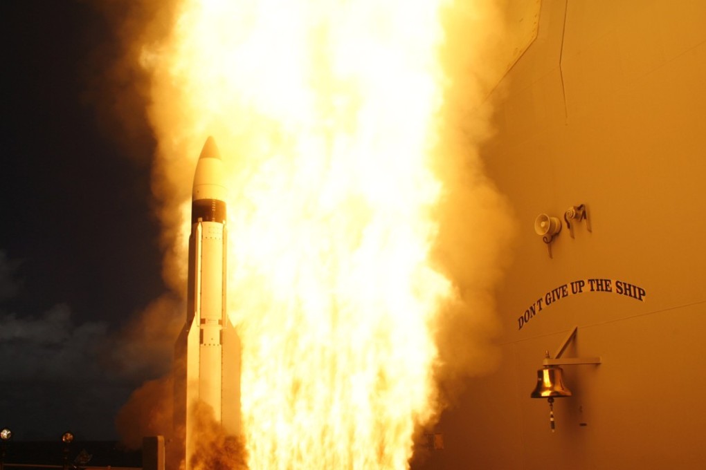 The US missile test launched from the naval cruiser USS Lake Erie. Photo: Handout