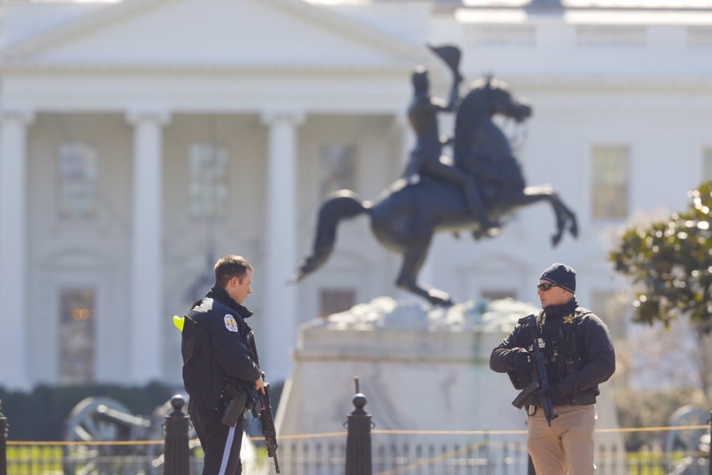 Law enforcement officers at Lafayette Park across from the White House in Washington. Photo: AP