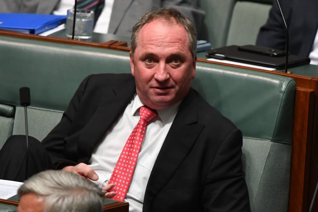 Former deputy prime minister Barnaby Joyce sitting on the backbench in the House of Representatives at Parliament House in Canberra. Photo: EPA
