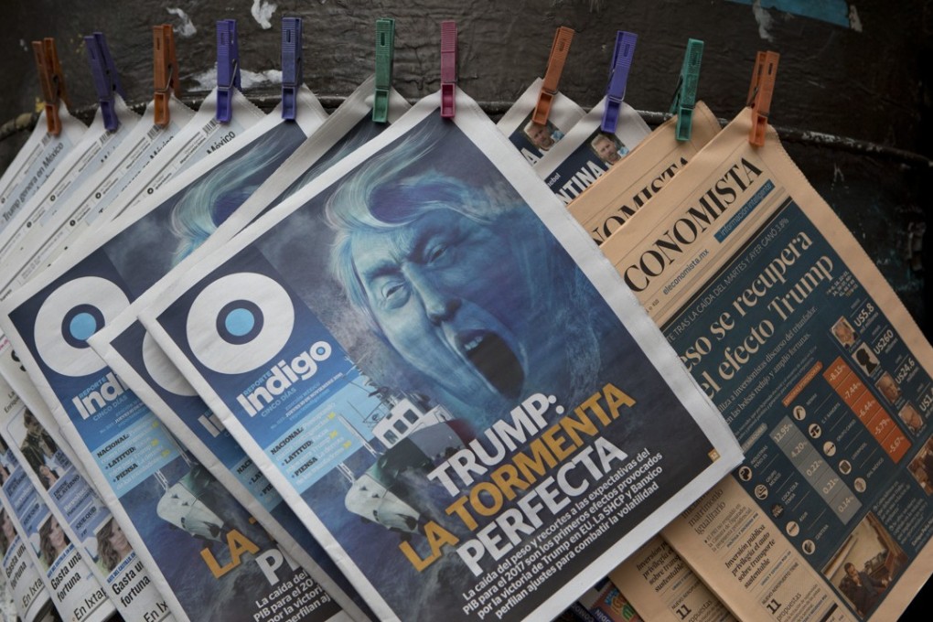Newspapers displayed for sale on a news kiosk in downtown Mexico City. Noticias Aguila, which translates as News Eagle, now has 20 million users and became the No 1 news app in Google Play’s Mexico store late last year. Photo: AP