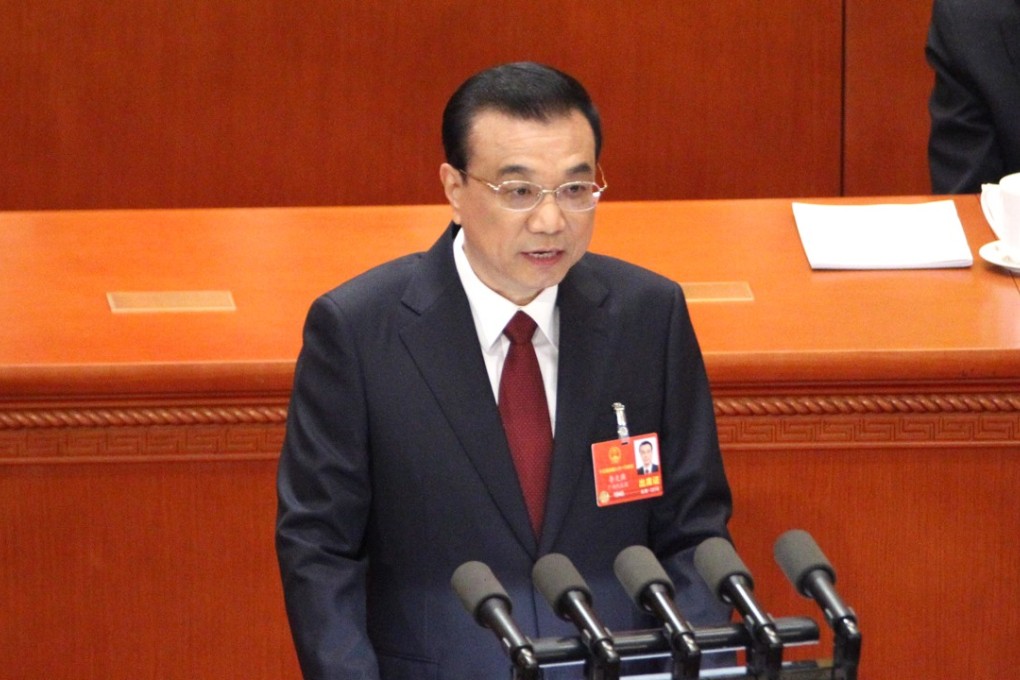 Chinese Premier Li Keqiang makes report at the opening of the First Session of the 13th National People's Congress (NPC) at the Great Hall of the People in Beijing on Monday morning, March 05, 2018. 05MAR18 SCMP / Simon Song