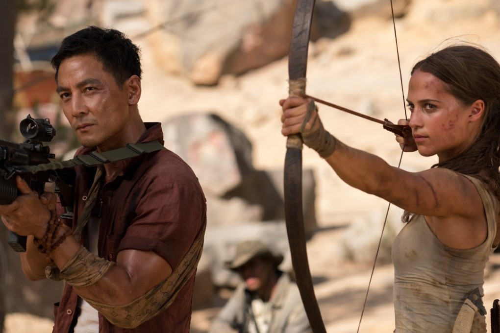 Alicia Vikander as Lara Croft and Daniel Wu as Lu Ren in a still from Tomb Raider.