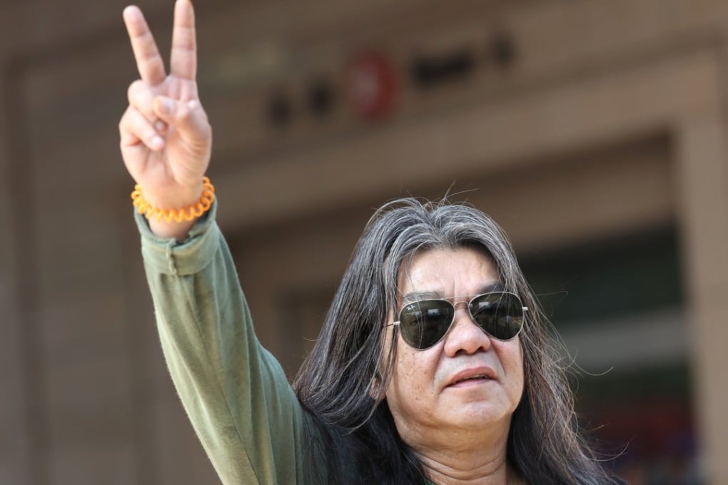 ‘Long Hair’ Leung Kwok-hung arrives at West Kowloon Court. Photo: Felix Wong