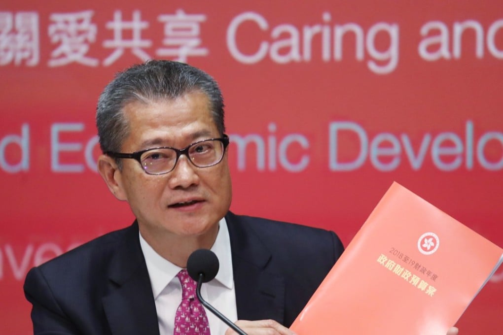 Financial Secretary Paul Chan Mo-po holds a press conference at Central Government Offices after delivering the 2018 - 2019 budget. Photo: K. Y. Cheng