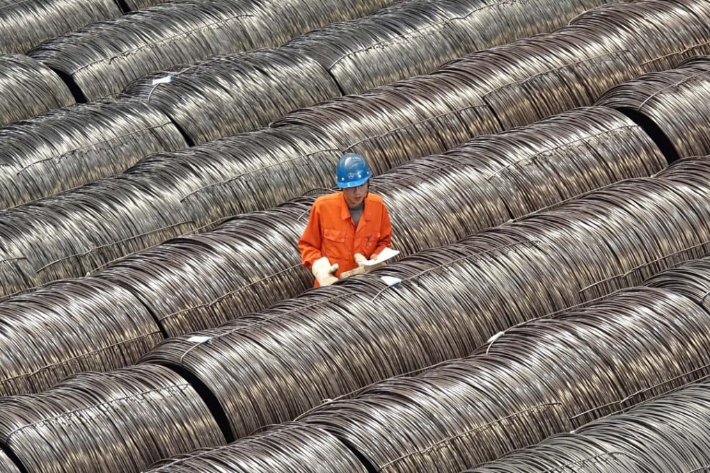A worker checks steel wires at a warehouse in Dalian, Liaoning province, in May 2017. US President Donald Trump’s plan to impose tariffs on Chinese steel and aluminium has raised fears of a trade war between the two countries. Photo: Reuters