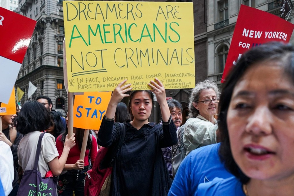 In this file photo taken on October 5, 2017 protesters shout slogans against US President Donald Trump during a demonstration in support of the Deferred Action for Childhood Arrivals (DACA), also known as Dream Act, near the Trump Tower in New York. The hopes of hundreds of thousands of “Dreamers” were on hold March 5, 2018 as lawmakers missed an initial deadline for resolving the fate of immigrants brought to the United States illegally as children. Photo: AFP