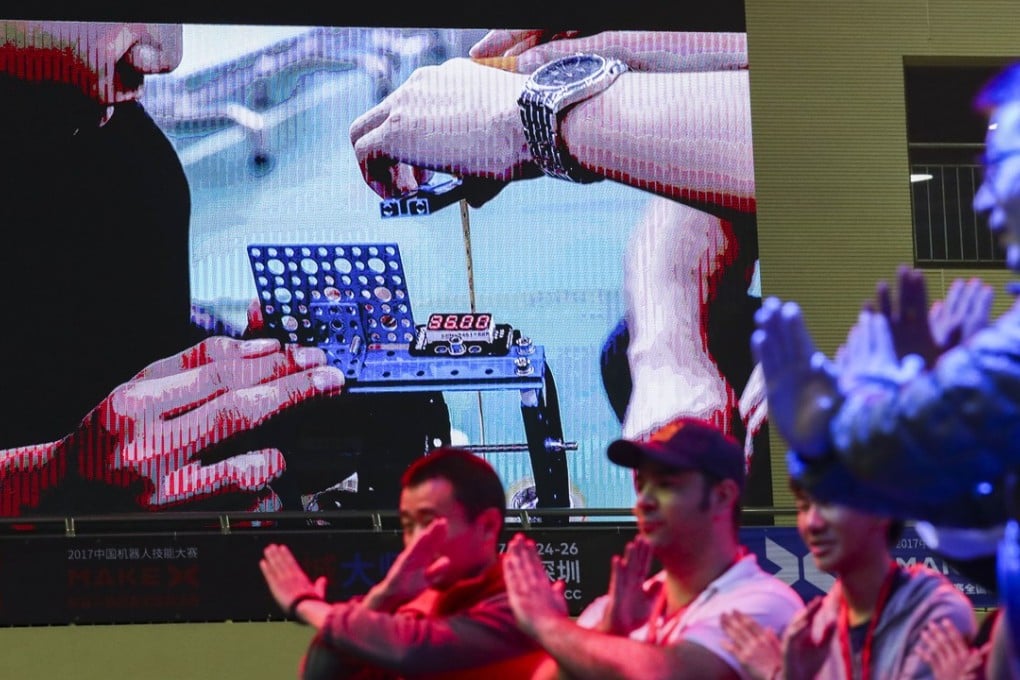 MakeX, a national competition featuring robots designed by primary and middle school students took place at the Songgang Sport Centre in Shenzhen last November. Photo: Nora Tam