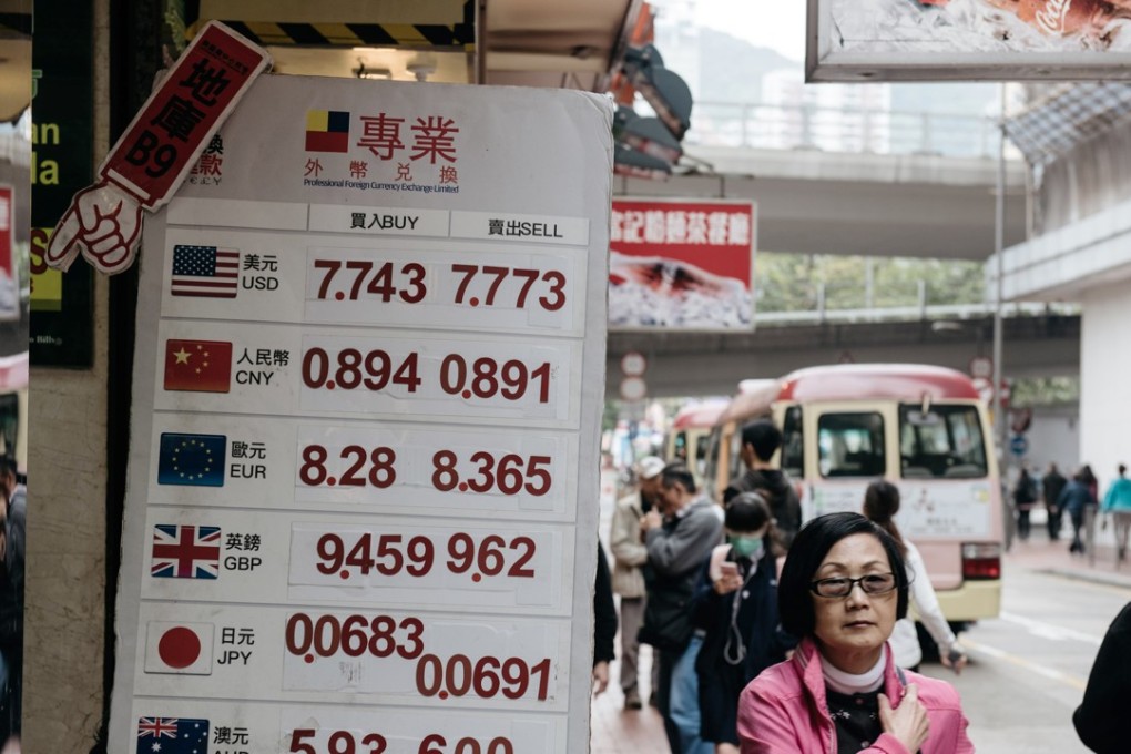 Fund outflows from Hong Kong brought on downward pressure on the Hong Kong dollar in the linked exchange rate system. Photo: Bloomberg