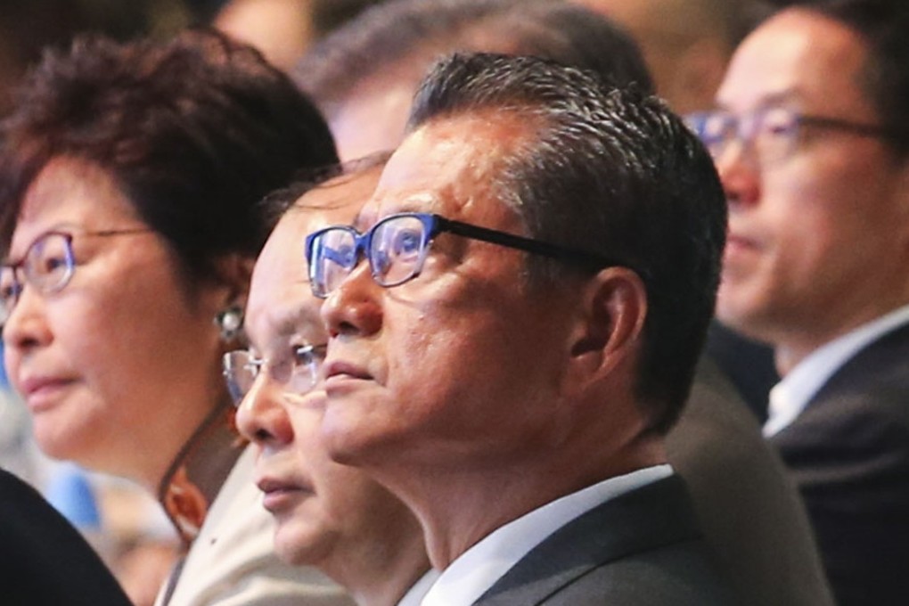 The philosophy of Paul Chan (right) is in line with Chief Executive Carrie Lam’s new fiscal philosophy of careful management of finances. Photo: David Wong