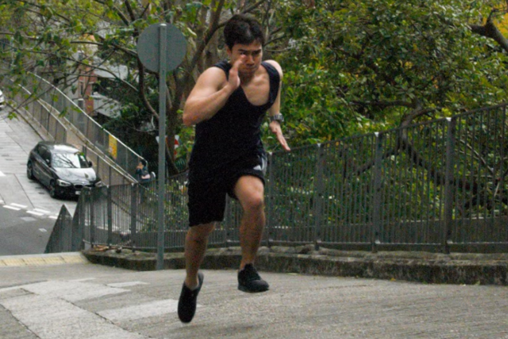 Young Post reporter Ben Young sprints up Wan Chai Gap Road in preparation for the Spartan Race. Photo: Mark Agnew