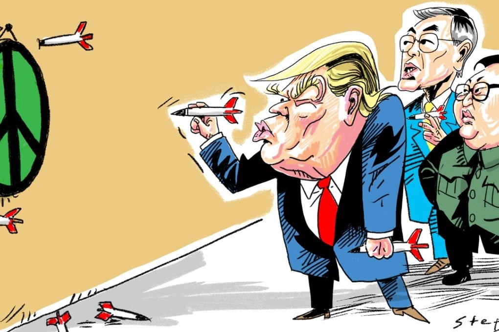 Who can encourage Kim Jong-un, Moon Jae-in and Donald Trump to stop playing games and talk real peace? Illustration: Craig Stephens