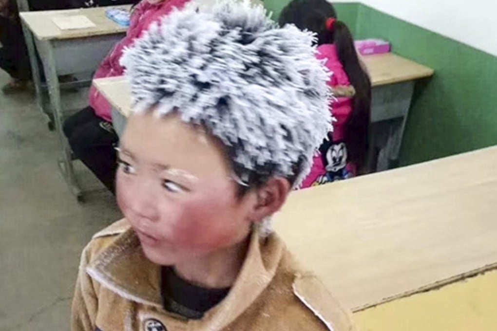 The picture of Wang Fuman after his freezing trek to school that went viral online. Photo: News.163.com