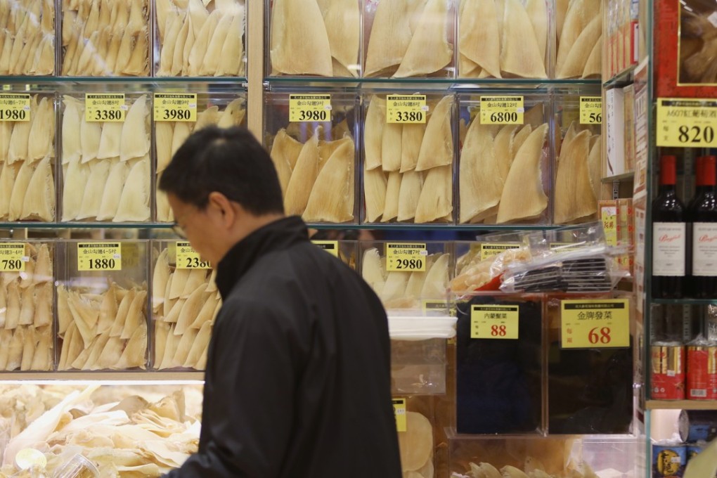 The steepest decline in Hong Kong’s shark fin imports was recorded between 2011 and 2012 after major corporations and hotels pledged to go ‘fin-free’ or provide alternative menus. Photo: Sam Tsang