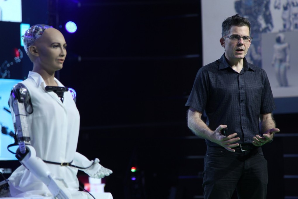 Sophia the robot with Dr David Hanson from Hong Kong-based Hanson Robotics.