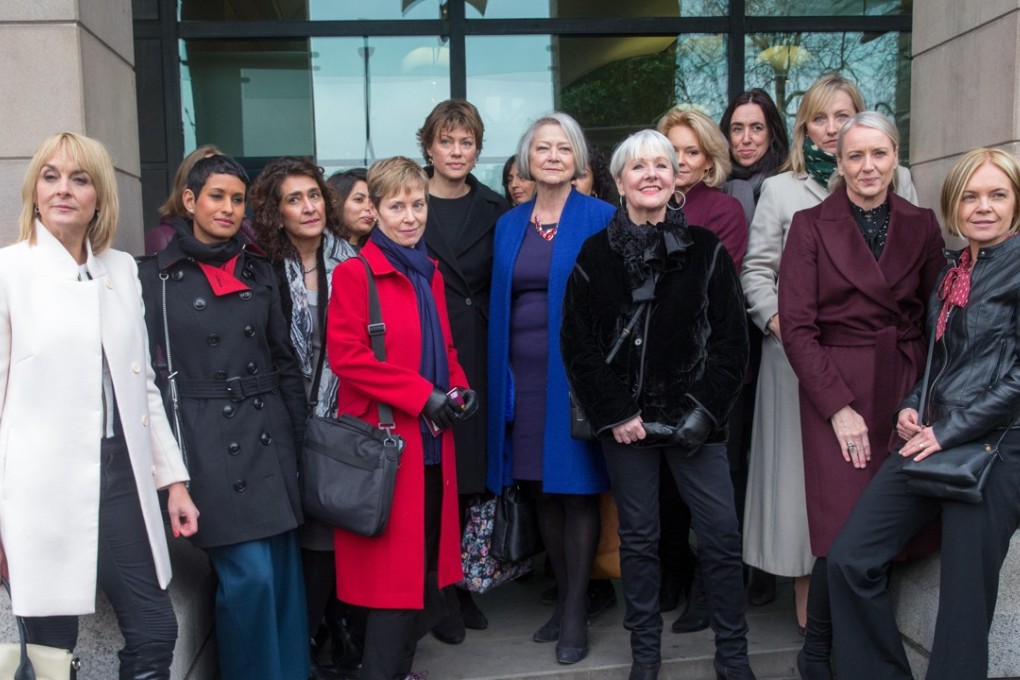 Journalists including Naga Munchetty (second from left), Kate Silverton (seventh from left), Kate Adie (in blue coat) and Mariella Frostrup (far right) wait outside London’s Portcullis House on January 31 to support Carrie Gracie as she answers questions at the House of Commons Digital, Culture, Media and Sport select committee. Picture: Alamy