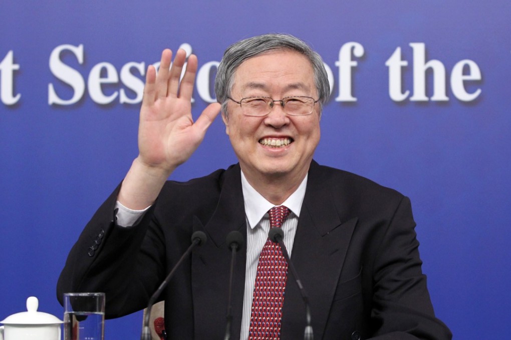 Outgoing central bank governor Zhou Xiaochuan at the press briefing in Beijing on Friday. Photo: Simon Song