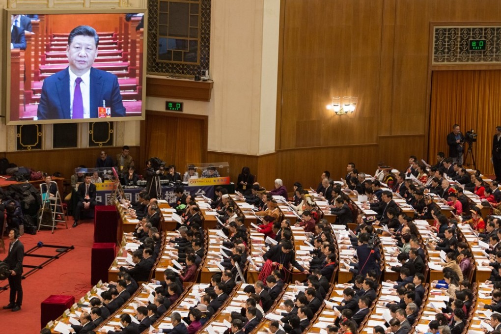 President Xi Jinping addresses delegates at the opening of the 13th National People’s Congress at the Great Hall of the People in Beijing. Photo: EPA