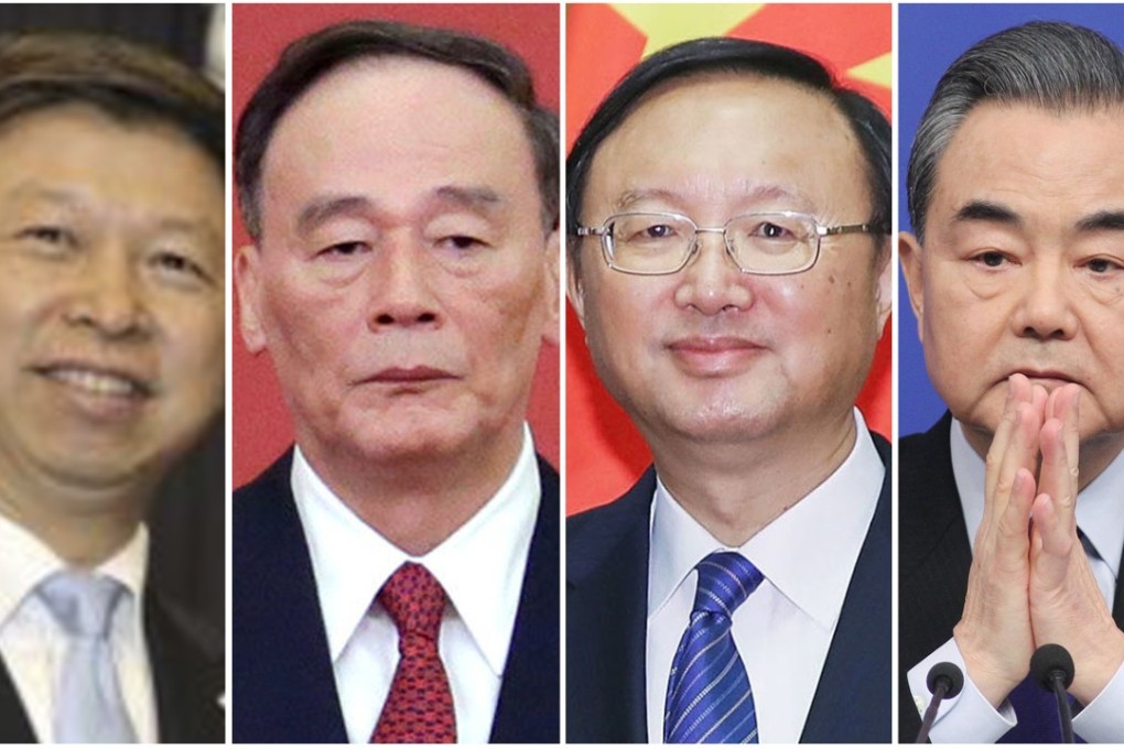 China is set to announce significant changes to its foreign affairs structure. The move will affect (from left) International Liaison Department chief Song Tao, soon-to-be Vice-President Wang Qishan, State Councillor Yang Jiechi and Foreign Minister Wang Yi. Photo: Handout