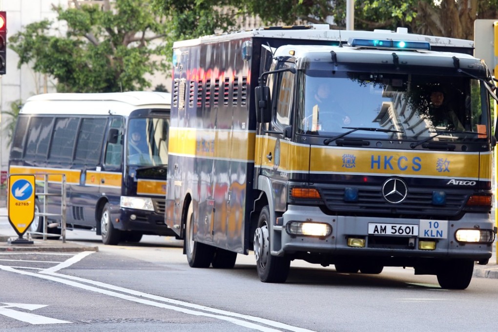 The prison van taking Ramanjit Singh back to court had a heavy police escort. Photo: Dickson Lee