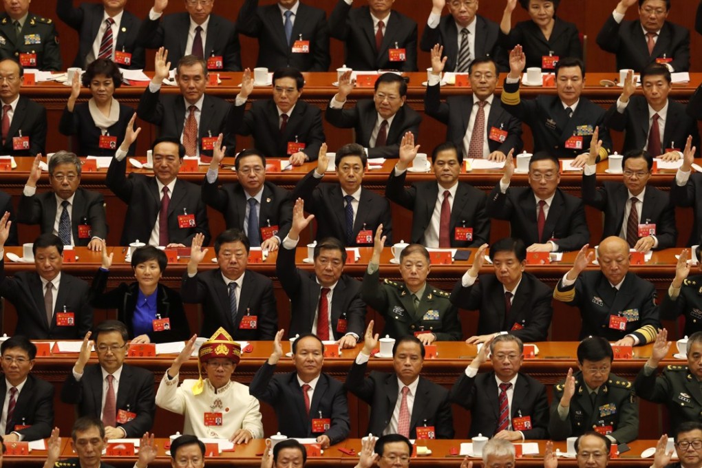 When China’s lawmakers line up to cast their votes on controversial changes to the constitution on Sunday, it will no doubt have all the appearance of a staged political show. Photo: AP