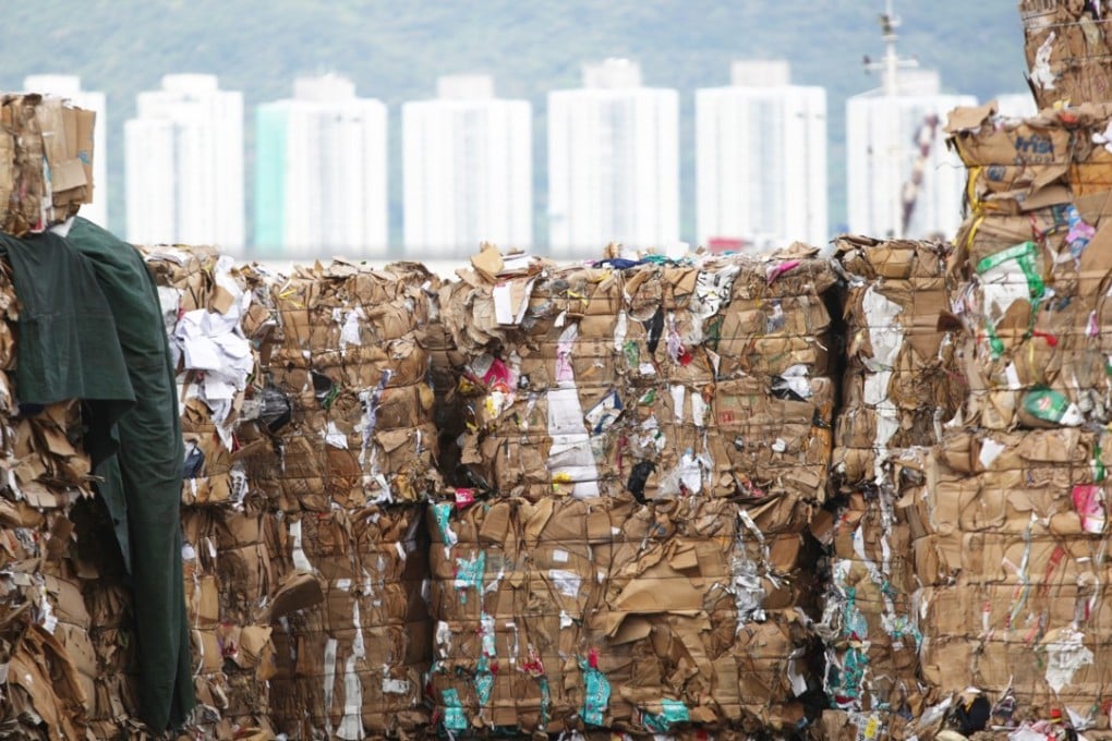 Piles of waste paper at a cargo holding area on Wing Shun Street in Tsuen Wan. Photo: Sam Tsang