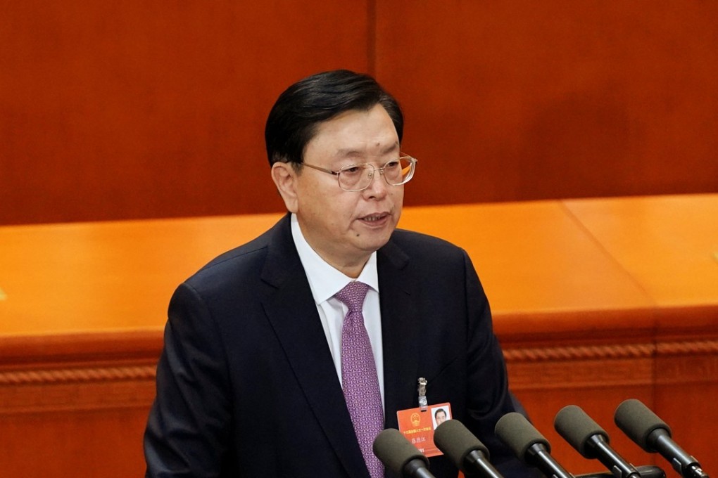 Zhang Dejiang gives his final report to the legislature. Photo: Jason Lee