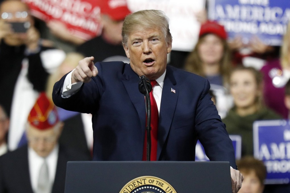 US President Donald Trump speaks during a campaign rally at Atlantic Aviation in Pennsylvania on March 10. Photo: EPA-EFE