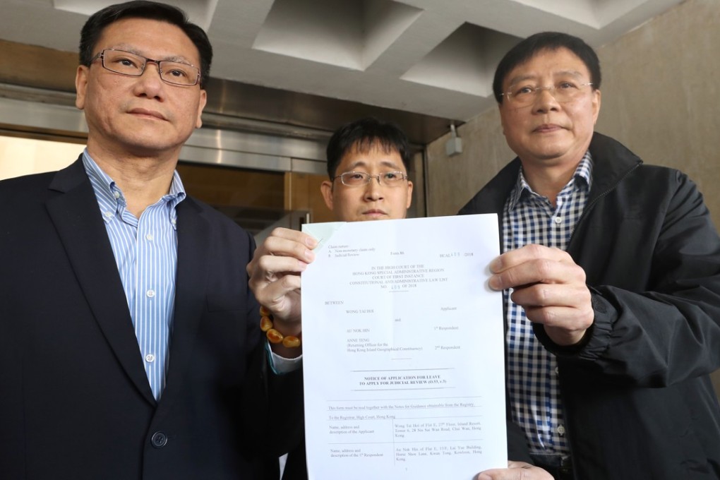 Wong Tai-hoi (centre) wants to unseat Au Nok-hin. Photo: Winson Wong