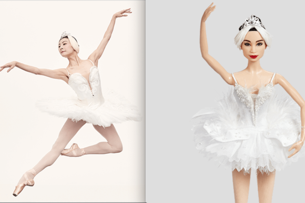 Chinese ballerina Tan Yuanyuan in action (left) and the newly issued Tan Barbie doll. Photo: Mattel