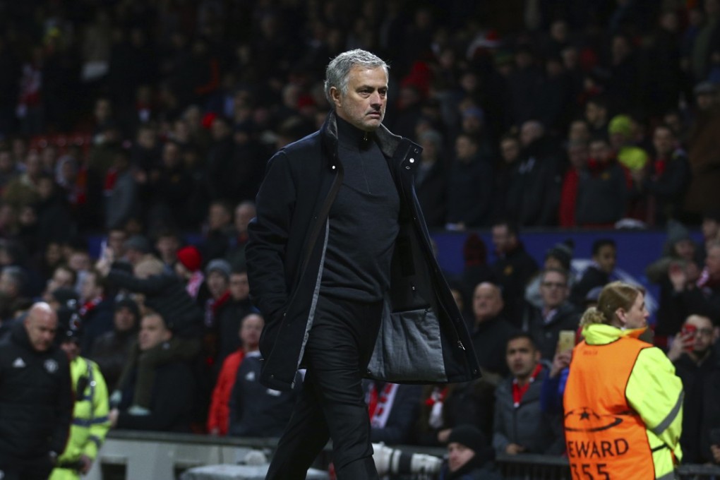 Manchester United head coach Jose Mourinho walks to the dressing room after his side were defeated by Sevilla in the Champions League at Old Trafford. Photo: AP