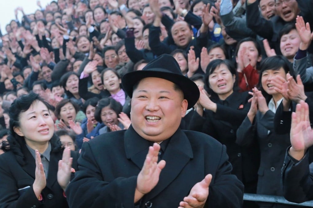 North Korean leader Kim Jong-un (centre) is shown visiting Pyongyang Teachers' University in this undated photo from North Korea's official Korean Central News Agency (KCNA). Photo: KCNA/KNS via AFP