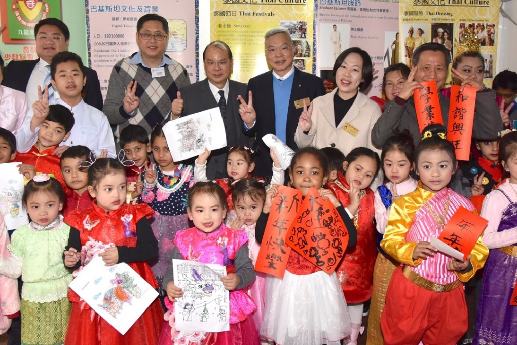 Chief Secretary Matthew Cheung (centre, back) at an event with ethnic minority children. Photo: Chief Secretary’s Blog